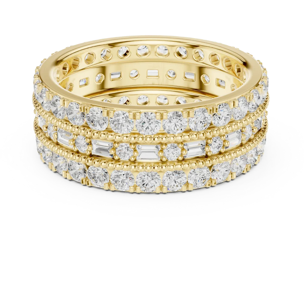 Linear Mosaic Round and Baguette Multi-Row Eternity Band - Image 2