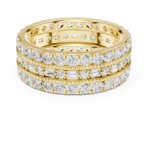 Linear Mosaic Round and Baguette Multi-Row Eternity Band - Image 2