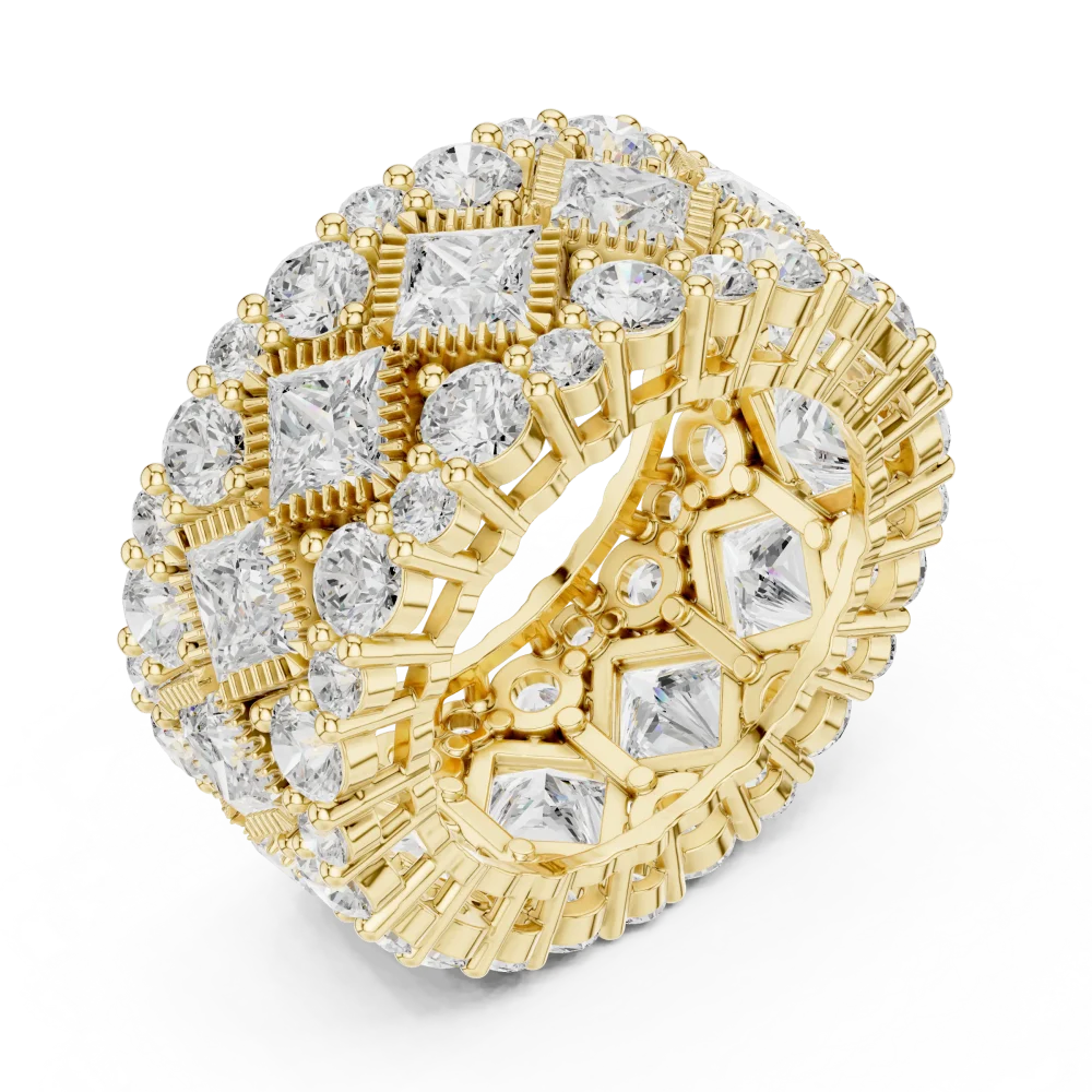 Discover the radiant allure of this geometric eternity band, set with brilliant DIAMEUR lab-grown diamonds. Elevate your collection with modern elegance.