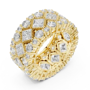 Geometric Princess and Round Brilliant Eternity Band