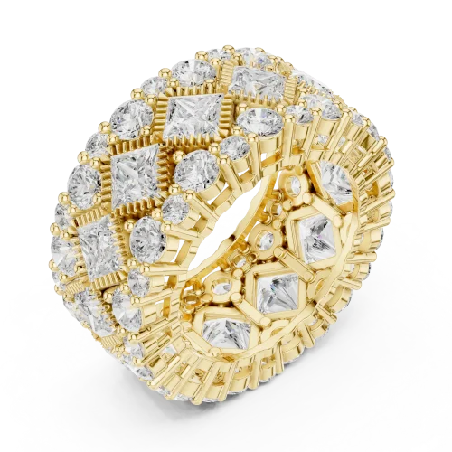 Geometric Princess and Round Brilliant Eternity Band