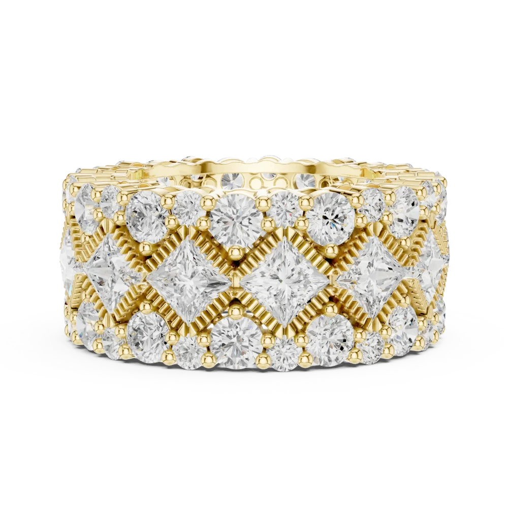Geometric Princess and Round Brilliant Eternity Band - Image 4