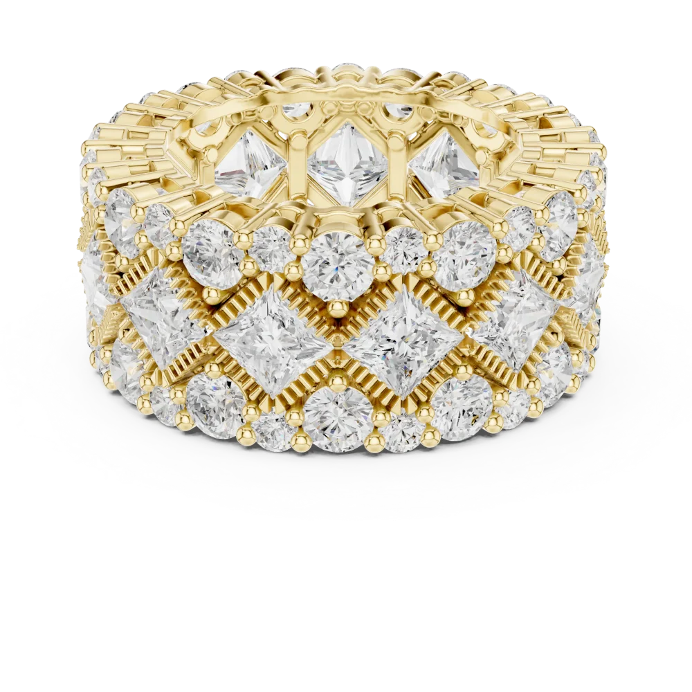 Geometric Princess and Round Brilliant Eternity Band - Image 2