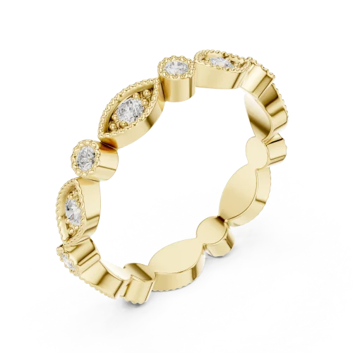 Ethereal Marquise-Inspired Round Brilliant Pavé Band