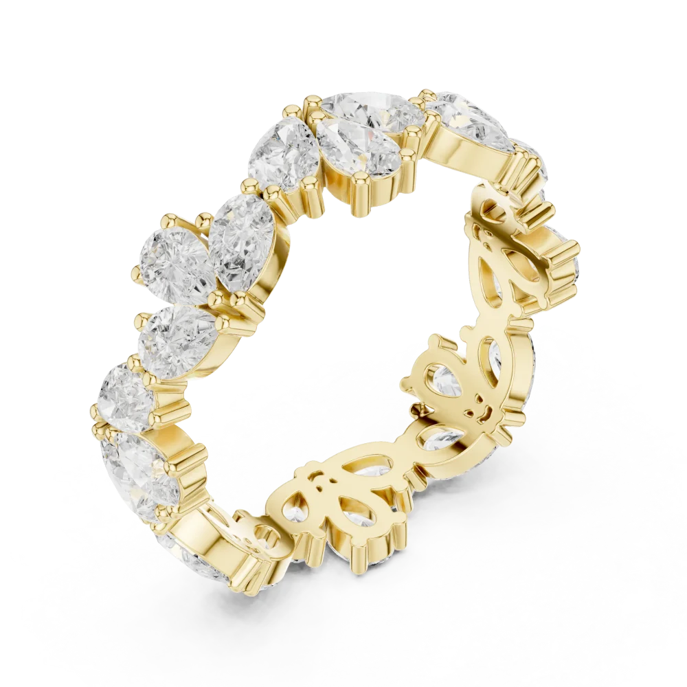 Experience the endless radiance of this pear cut DIAMEUR diamond eternity band. A modern classic handcrafted for brilliance. Shop this timeless piece.