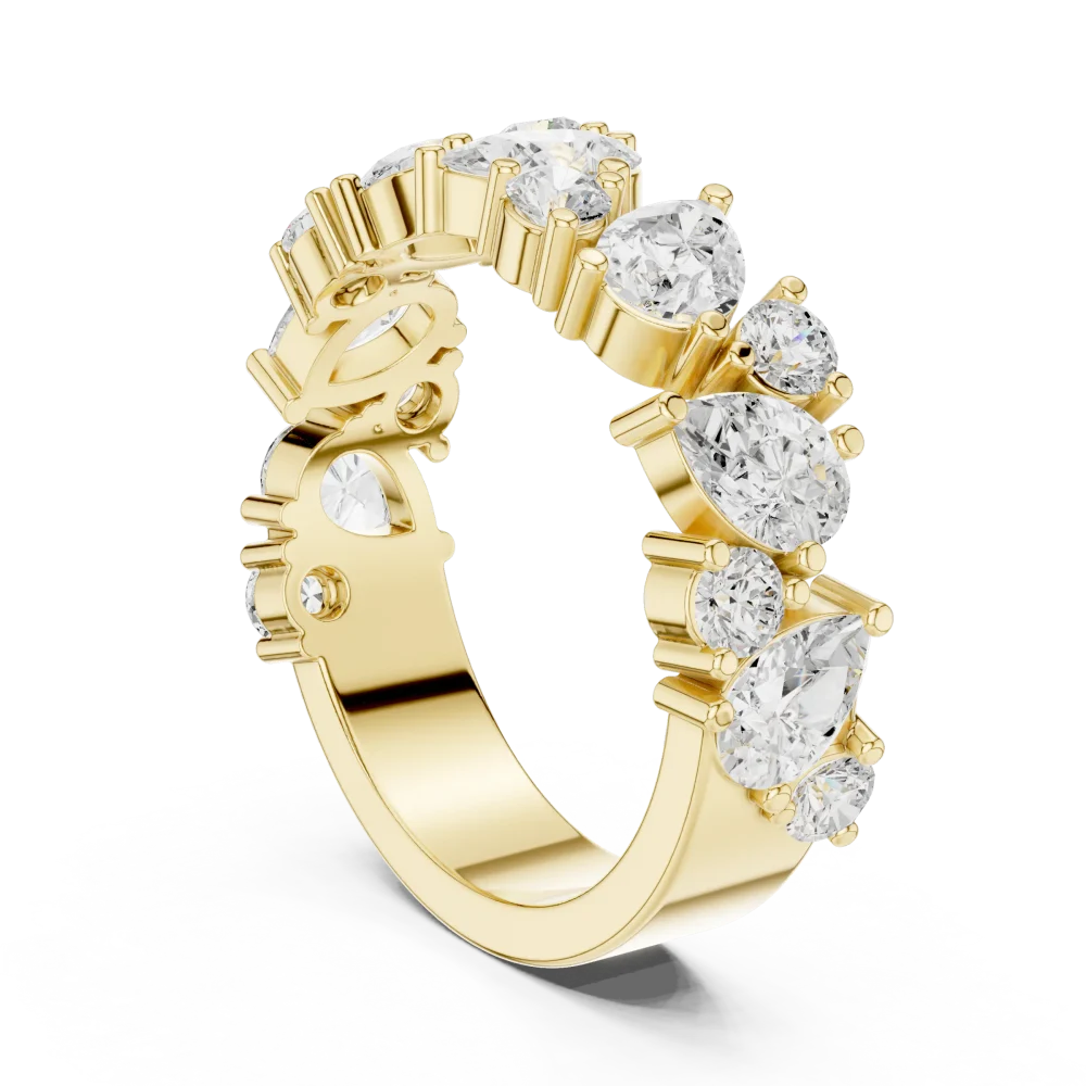 Ethereal Pear and Round Solitaire Multi-Stone Eternity Band - Image 3