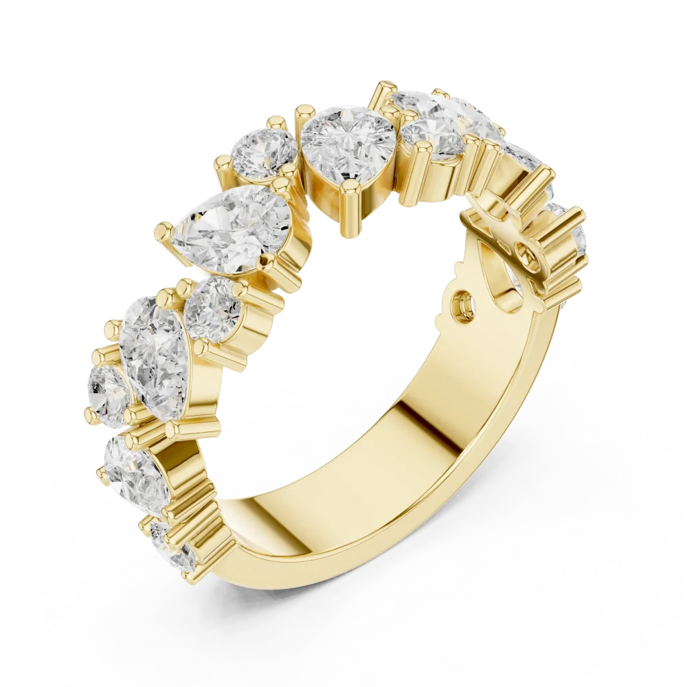 Experience the brilliance of this pear and round Solitaire eternity band. Crafted with premium DIAMEUR diamonds, it is the ultimate modern luxury.