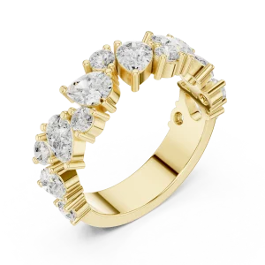 Ethereal Pear and Round Solitaire Multi-Stone Eternity Band
