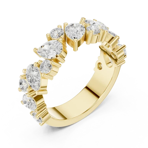 Ethereal Pear and Round Solitaire Multi-Stone Eternity Band