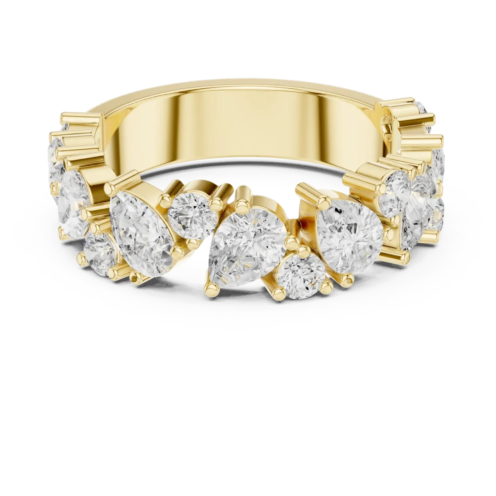 Ethereal Pear and Round Solitaire Multi-Stone Eternity Band - Image 2