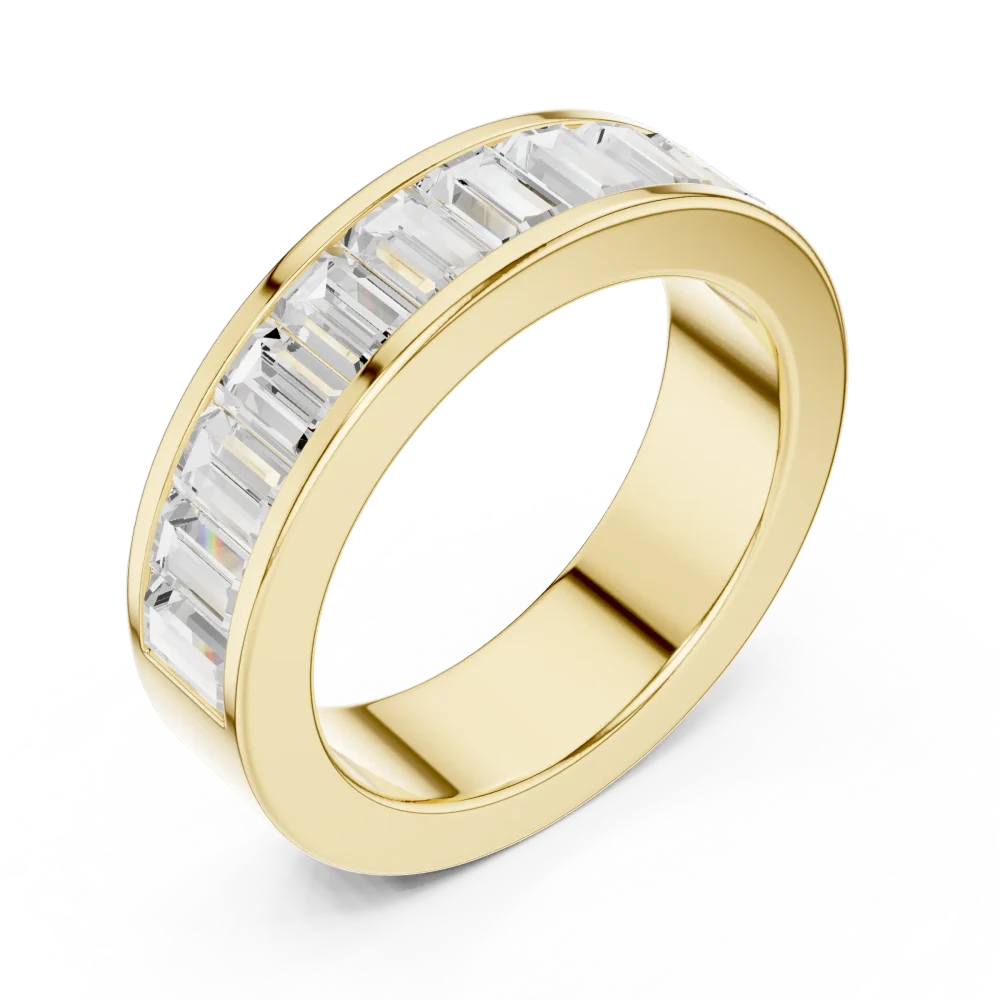 Experience the precision of our channel-set baguette lab-grown diamond band. A modern classic defined by superior scintillation. Shop this piece now.