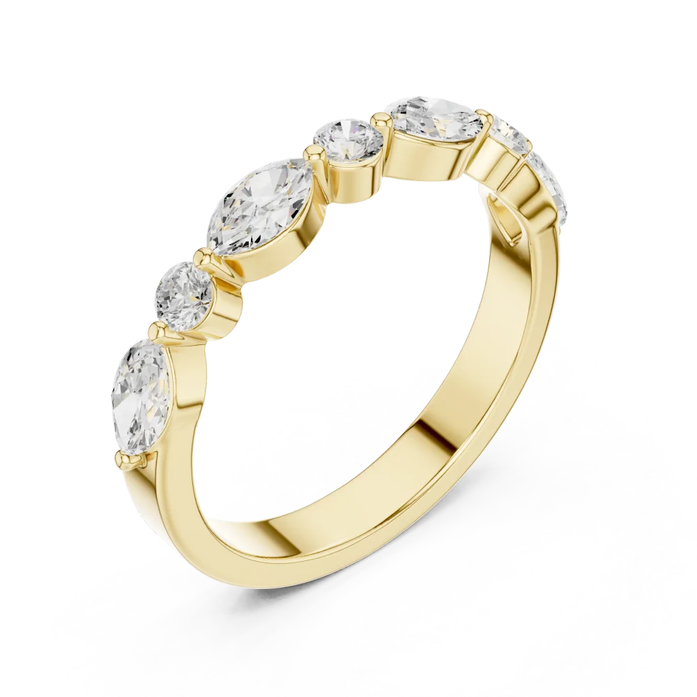 Experience the ethereal glow of our alternating marquise and round DIAMEUR diamond band. A modern classic engineered for brilliance—shop the collection.