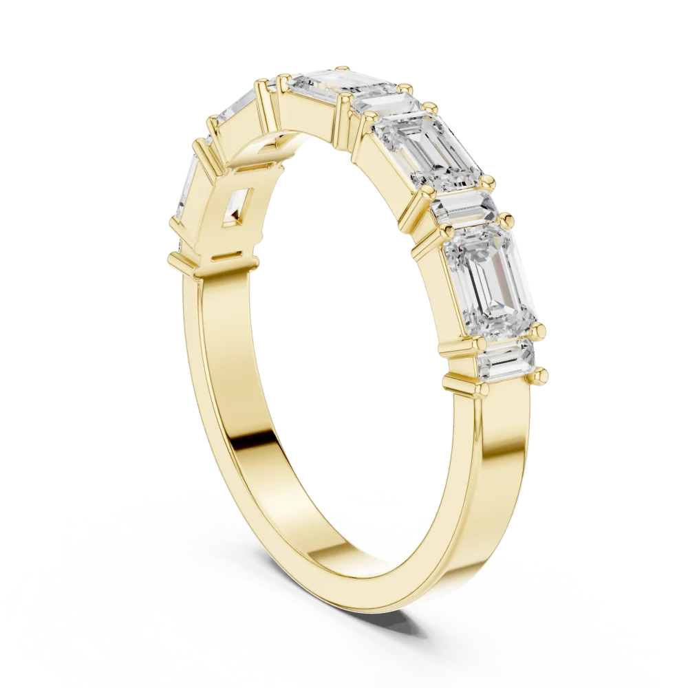 Linear Emerald and Baguette Cut Diamond Eternity Band - Image 3