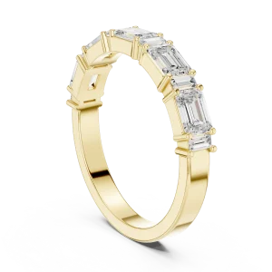 Linear Emerald and Baguette Cut Diamond Eternity Band - Image 3