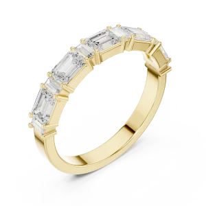 Linear Emerald and Baguette Cut Diamond Eternity Band