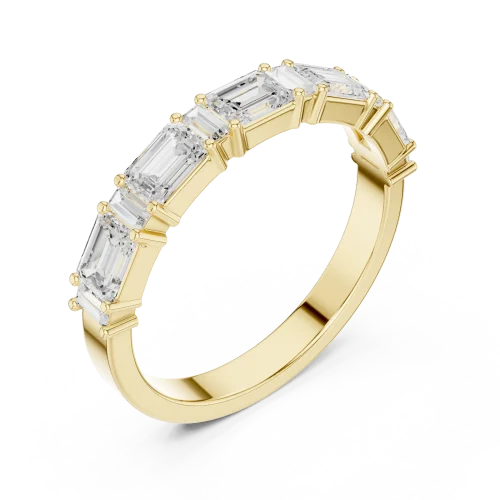 Linear Emerald and Baguette Cut Diamond Eternity Band