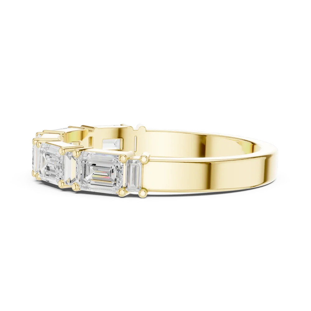 Linear Emerald and Baguette Cut Diamond Eternity Band - Image 4