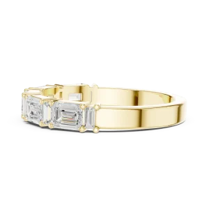 Linear Emerald and Baguette Cut Diamond Eternity Band - Image 4