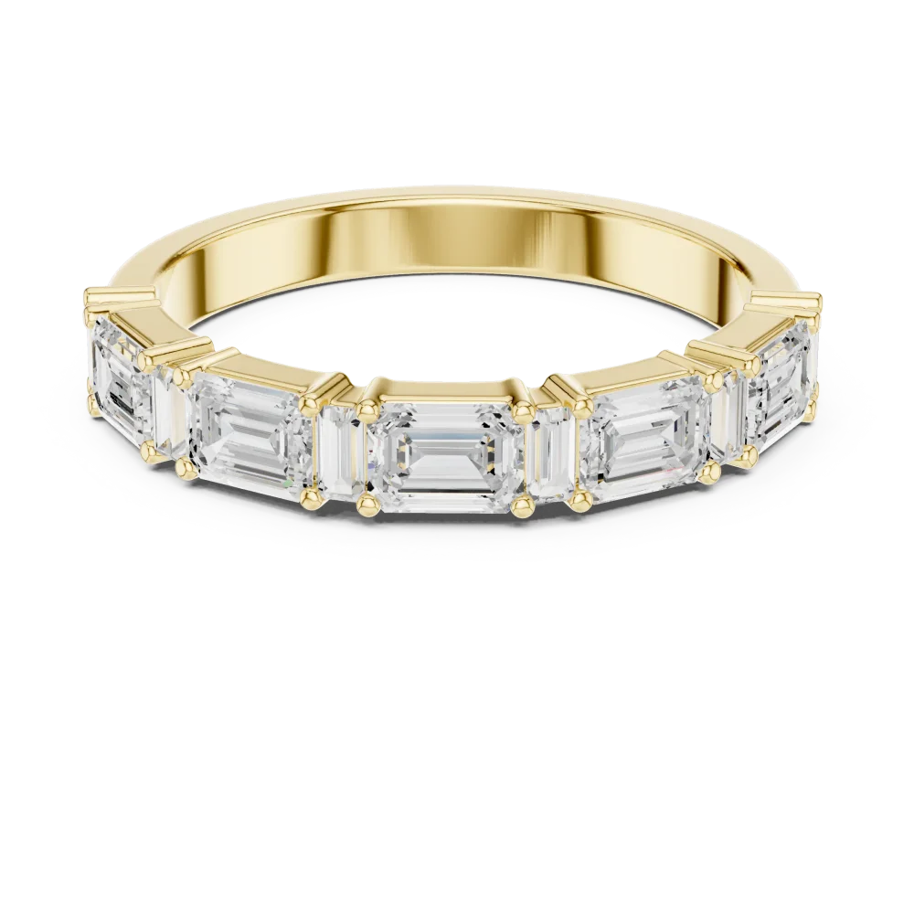 Linear Emerald and Baguette Cut Diamond Eternity Band - Image 2