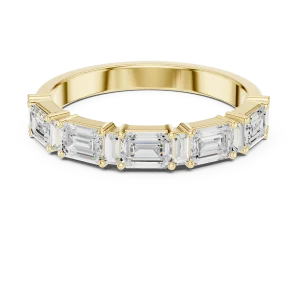 Linear Emerald and Baguette Cut Diamond Eternity Band - Image 2
