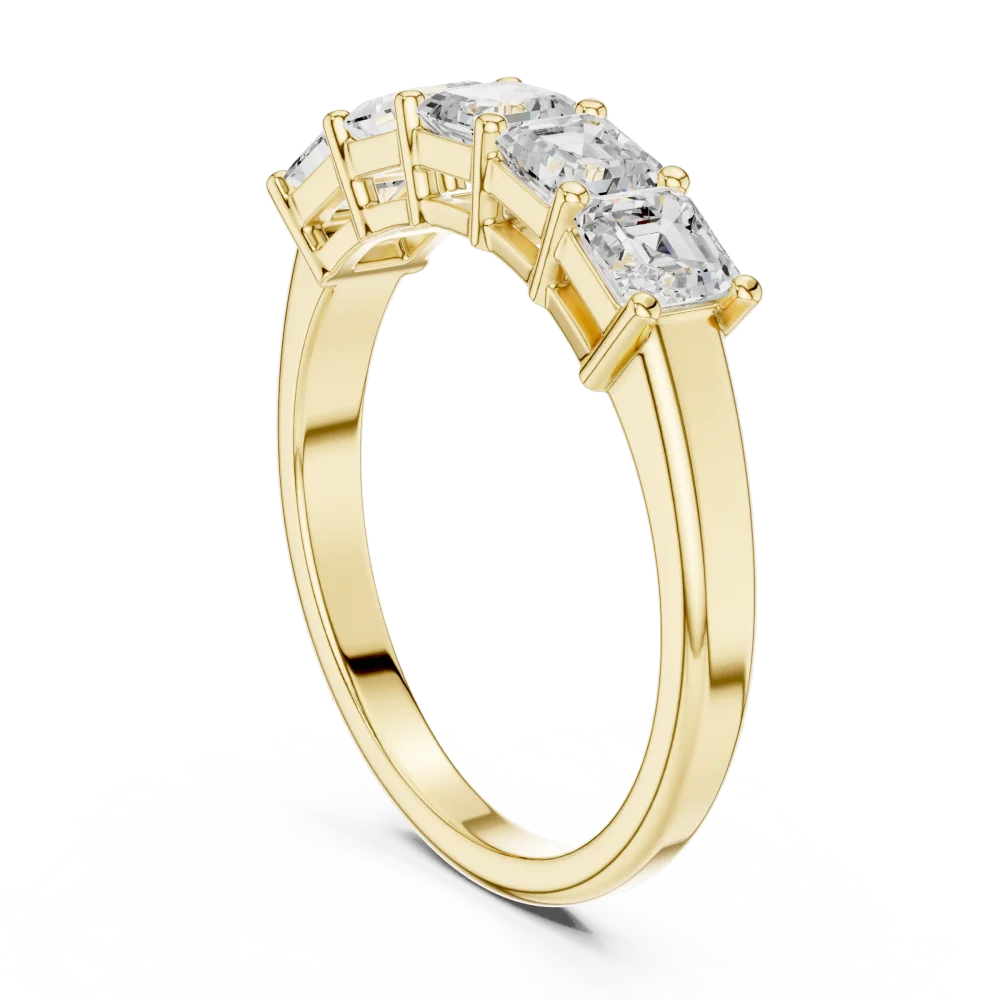 Linear Emerald Cut Multi-Stone Architectural Band - Image 3