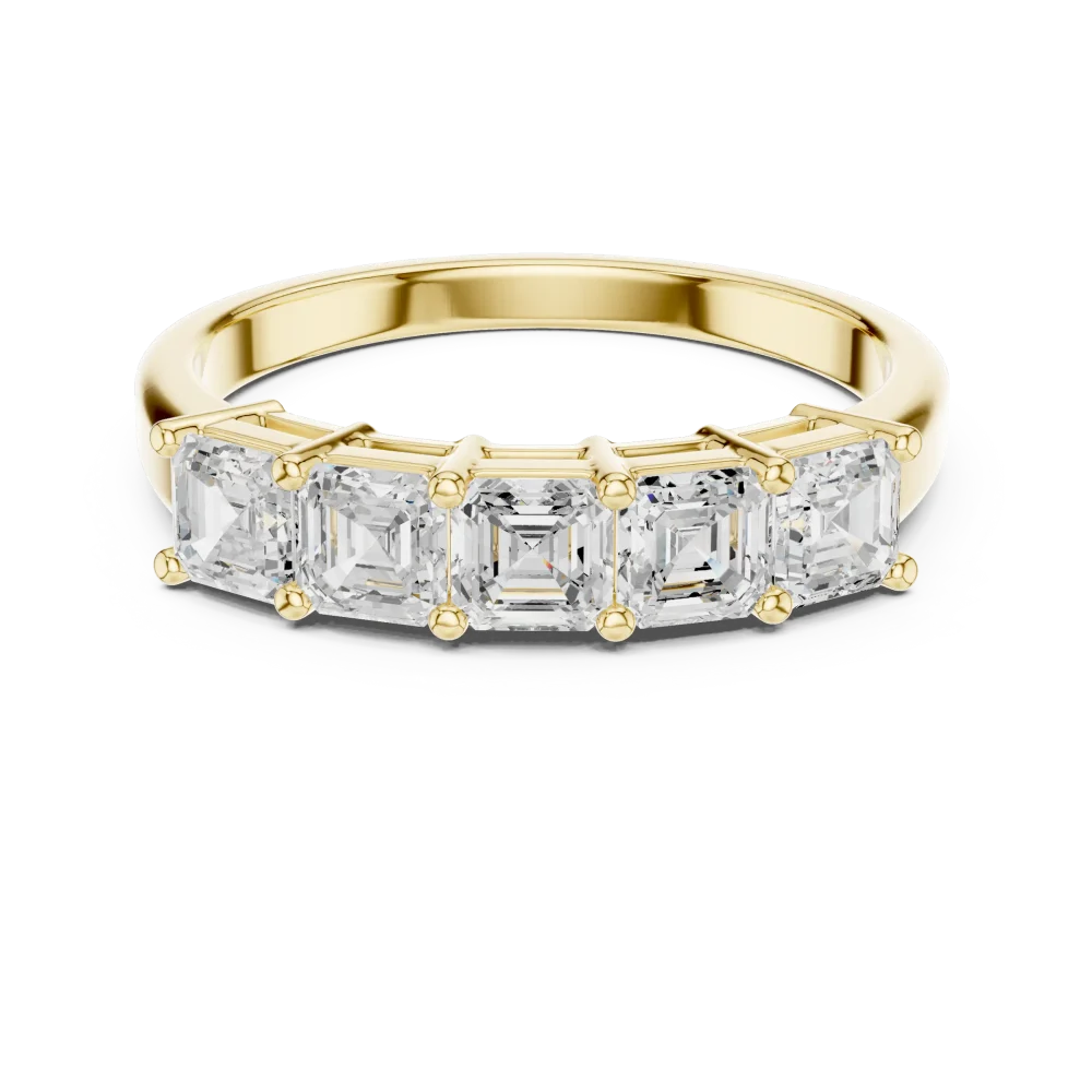Linear Emerald Cut Multi-Stone Architectural Band - Image 2