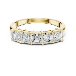 Linear Emerald Cut Multi-Stone Architectural Band - Image 2