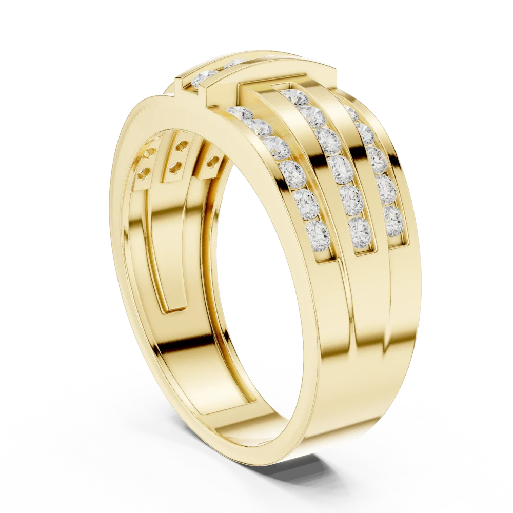 Linear Symmetry Round Brilliant Pavé-Set Architectural Band - Image 3