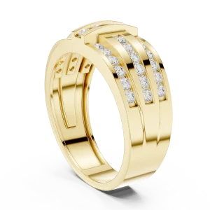 Linear Symmetry Round Brilliant Pavé-Set Architectural Band - Image 3