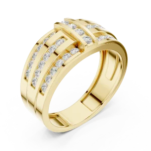 Linear Symmetry Round Brilliant Pavé-Set Architectural Band