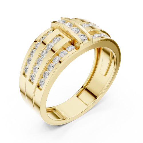 Linear Symmetry Round Brilliant Pavé-Set Architectural Band