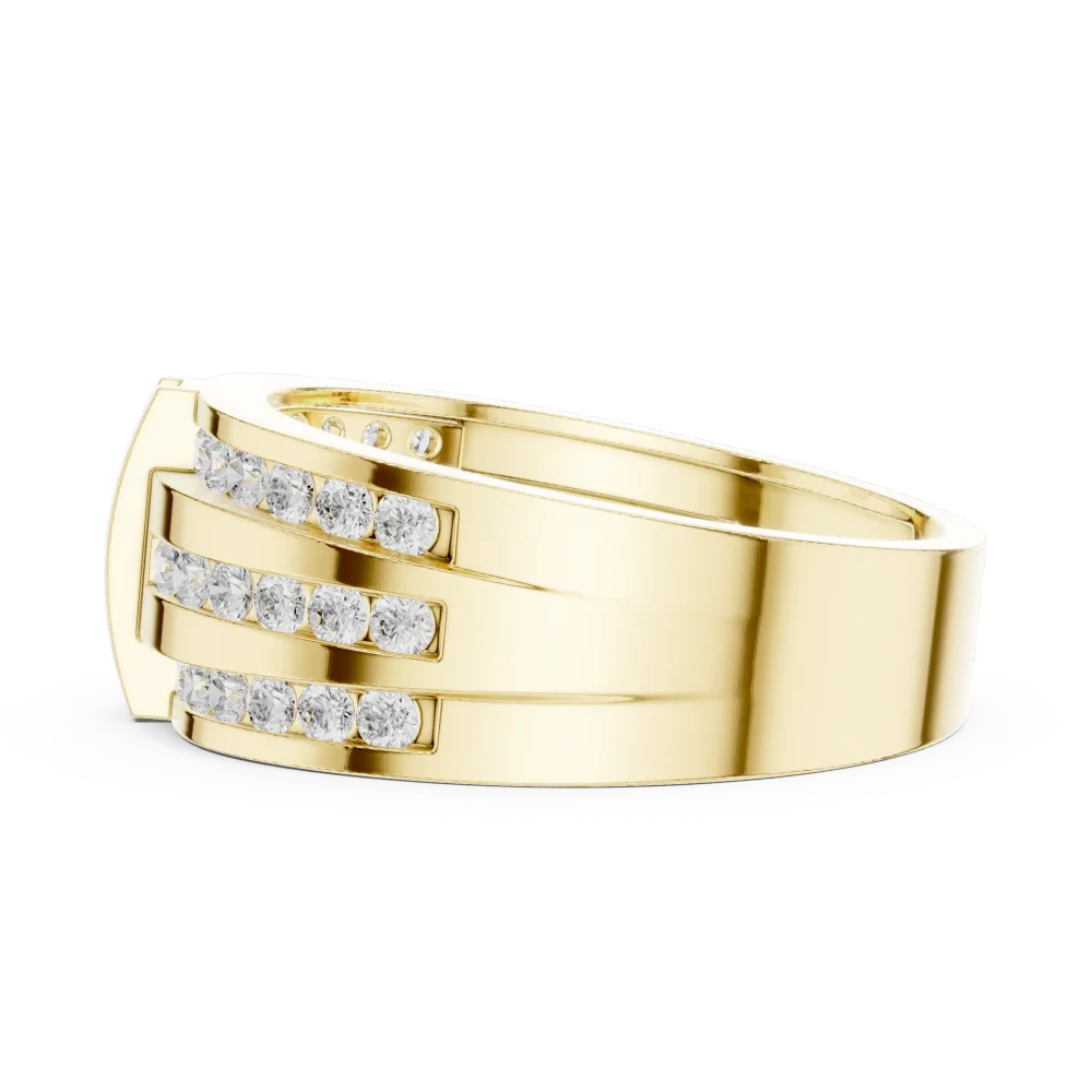 Linear Symmetry Round Brilliant Pavé-Set Architectural Band - Image 4
