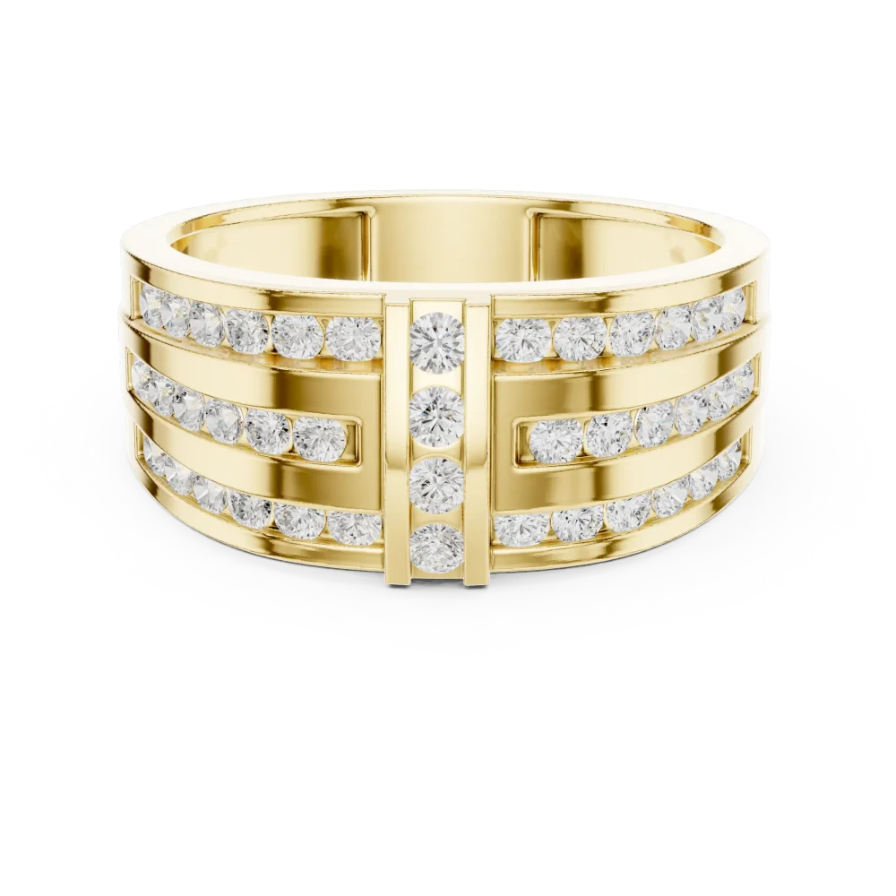 Linear Symmetry Round Brilliant Pavé-Set Architectural Band - Image 2