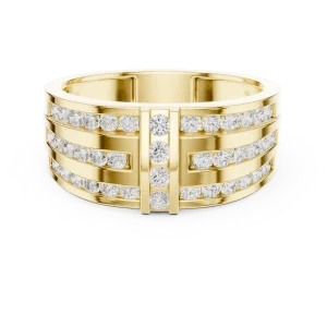 Linear Symmetry Round Brilliant Pavé-Set Architectural Band - Image 2