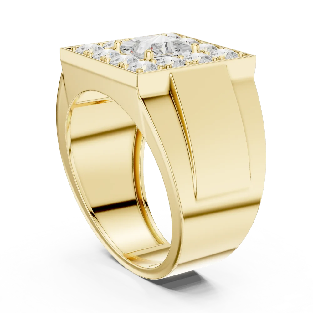 Geometric Princess-Cut and Round Brilliant Men’s Statement Ring - Image 3