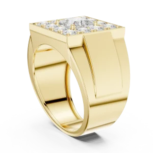 Geometric Princess-Cut and Round Brilliant Men’s Statement Ring - Image 3