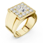 Geometric Princess-Cut and Round Brilliant Men’s Statement Ring