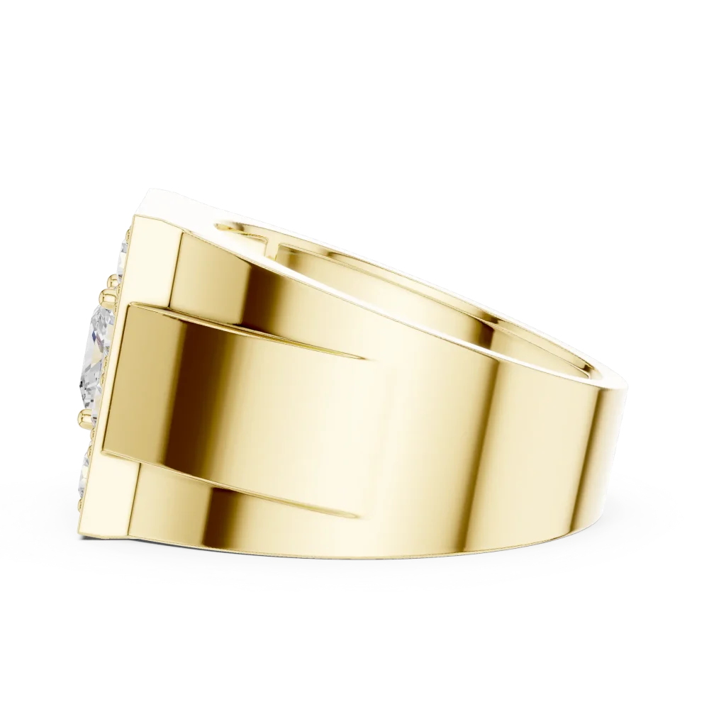 Geometric Princess-Cut and Round Brilliant Men’s Statement Ring - Image 4