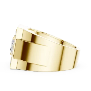 Geometric Princess-Cut and Round Brilliant Men’s Statement Ring - Image 4