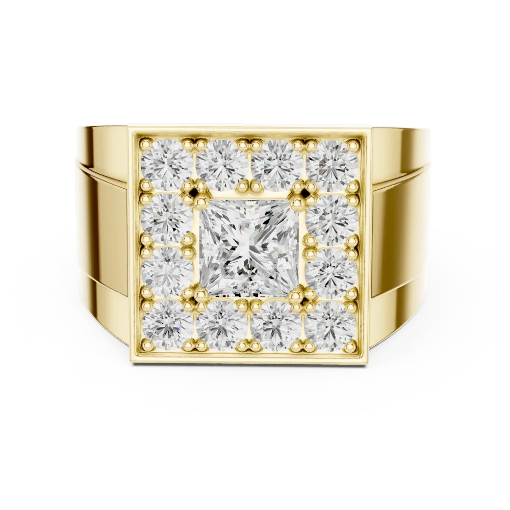Geometric Princess-Cut and Round Brilliant Men’s Statement Ring - Image 2