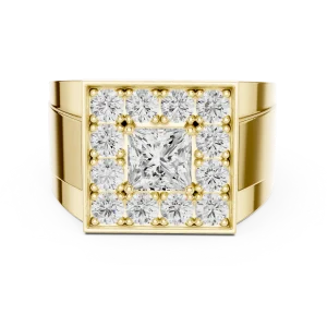 Geometric Princess-Cut and Round Brilliant Men’s Statement Ring - Image 2
