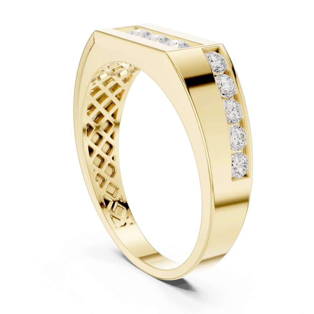 Linear Symmetry Round Brilliant Pavé-Set Men's Band - Image 3