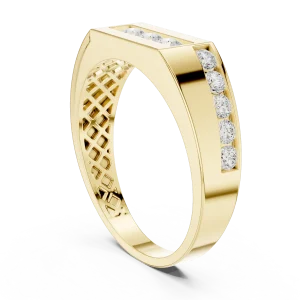 Linear Symmetry Round Brilliant Pavé-Set Men's Band - Image 3