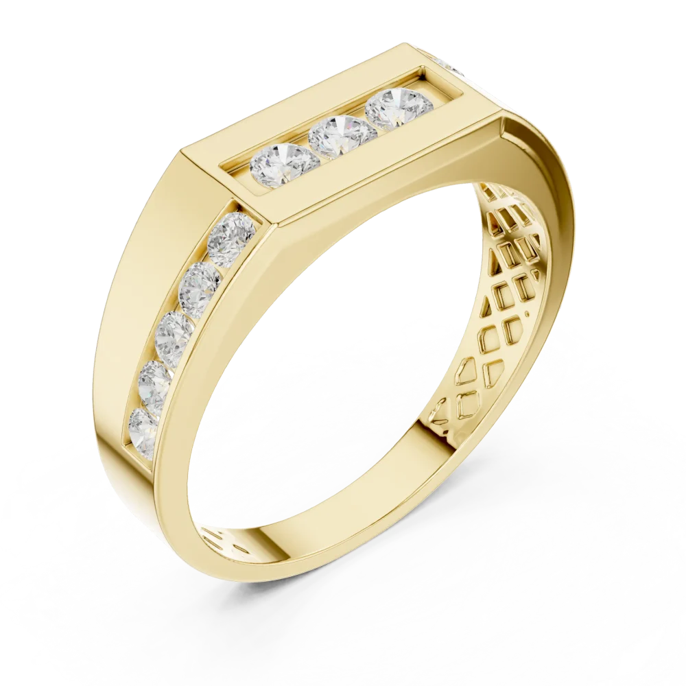 Discover the perfect blend of modern architecture and brilliant-cut intensity. Adorn your finger with this exquisite DIAMEUR lab-grown diamond band. Shop now.