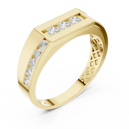 Linear Symmetry Round Brilliant Pavé-Set Men's Band