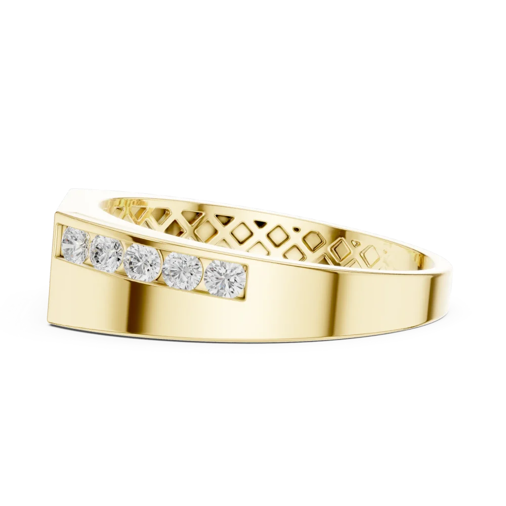 Linear Symmetry Round Brilliant Pavé-Set Men's Band - Image 4