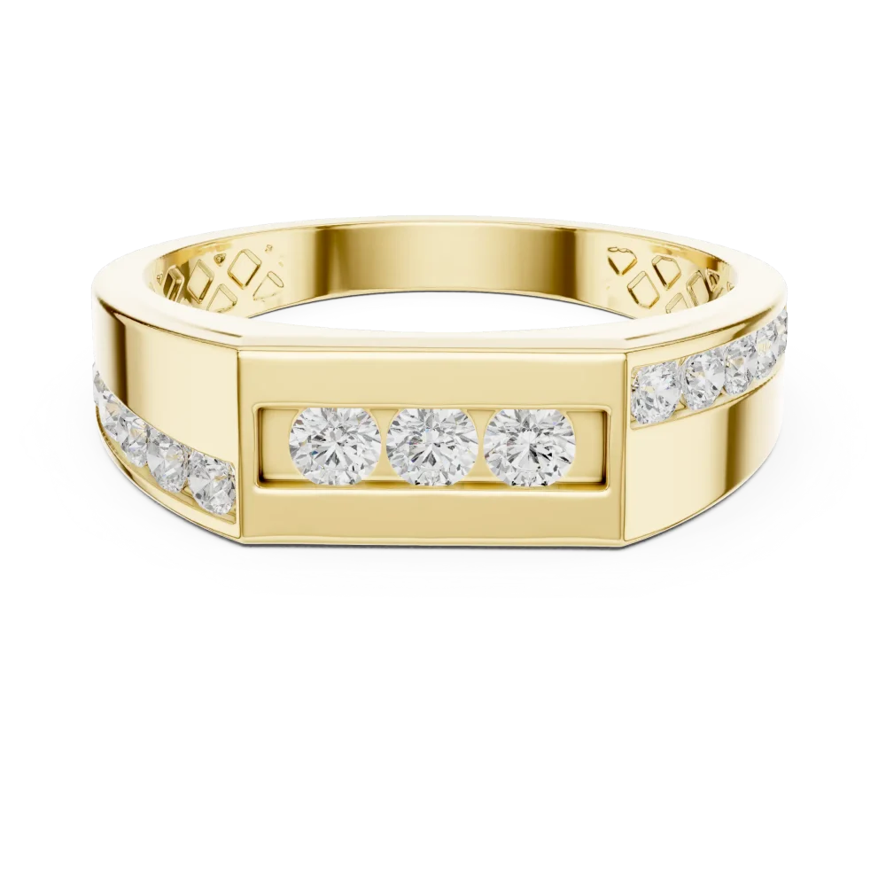 Linear Symmetry Round Brilliant Pavé-Set Men's Band - Image 2