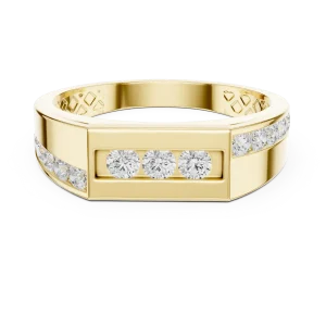 Linear Symmetry Round Brilliant Pavé-Set Men's Band - Image 2
