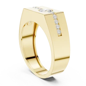 Geometric Solitaire Round Brilliant Channel-Set Men Ring - Image 3