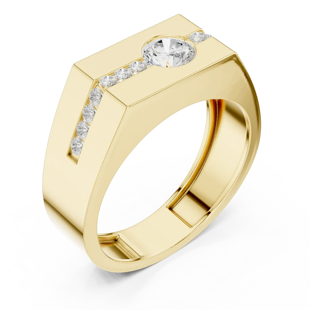 Discover the bold elegance of this geometric Solitaire ring, featuring a brilliant DIAMEUR diamond. Elevate your style with this modern masterpiece.